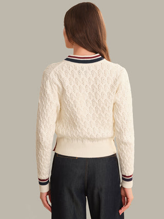 Max Button Hem Cable V-Neck
