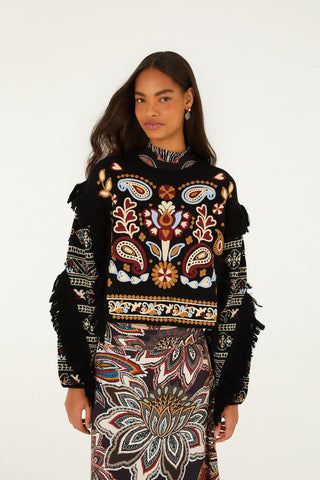 Love Paisley Cornelli Knit Fringe Sweater