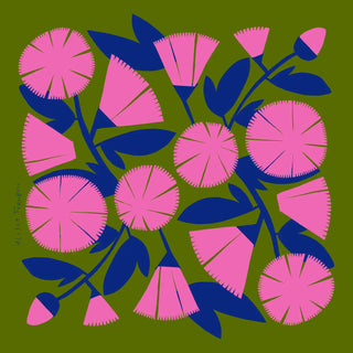 Pink & Green Dianthus Scarf - Pink & Green Floral