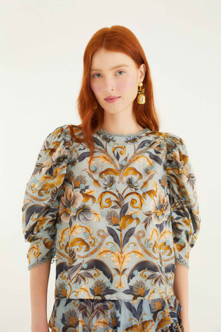 Snake Garden Blue 3D Blouse