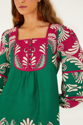 Spring Arabesc Multicolor Lng Slv Mini Dress