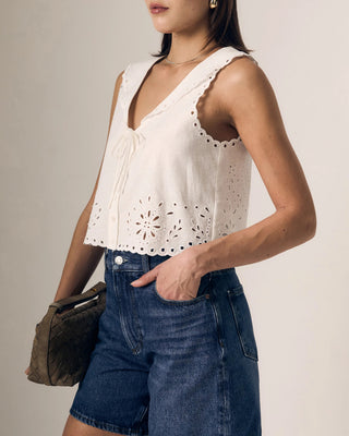 Embroidered Eyelet Sailor Top