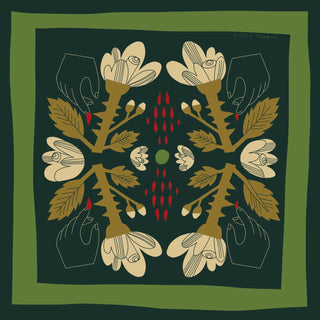 Green Rose & Thorn Scarf - Green