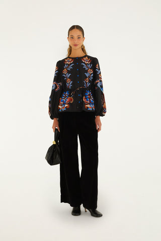 Energy Floral Black Blouse