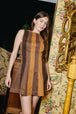 Brown Paneled Denim