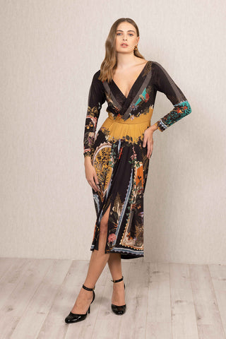 Flo Draped Overlap Midi Dress