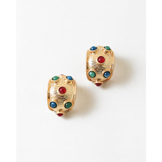 Multicolor Stone Gold Hoops