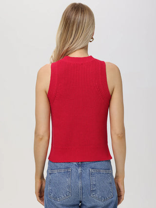 Demi High Crew Neck Tank - Cherry Red