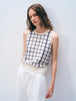 Soft White / Deep Navy Grid