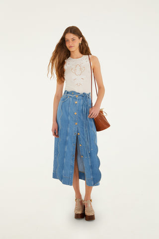 Denim Midi Skirt