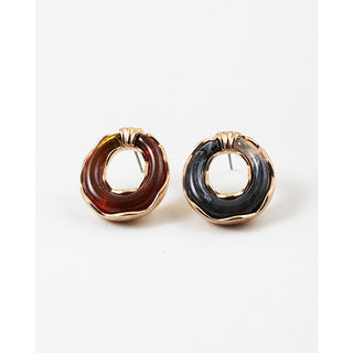Marbled Resin Gold Earrings