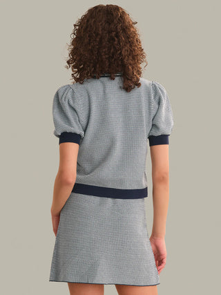 Grayson Tweed Like Puff Sleeve Henley