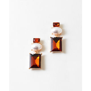 Brown/Pearl Drop Earrings
