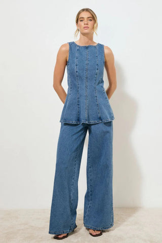 Nomada Denim Top - Mid Indigo