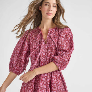 Pintuck Indira Dress - Burgundy